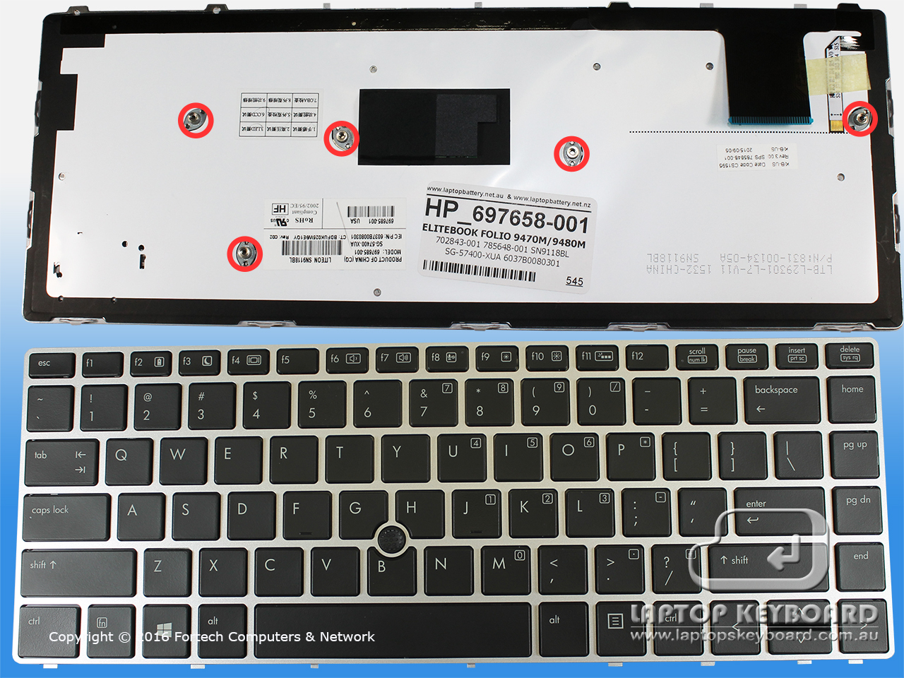 HP COMPAQ ELITEBOOK 9470M 9480M US BACKLIT KEYBOARD 697685-001 - Click Image to Close